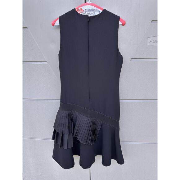 VICTORIA BECKHAM ASYMMETRIC PLEATED TIERED SLEEVELESS CREPE SHIFT DRESS SZ 4 - Picture 9 of 16